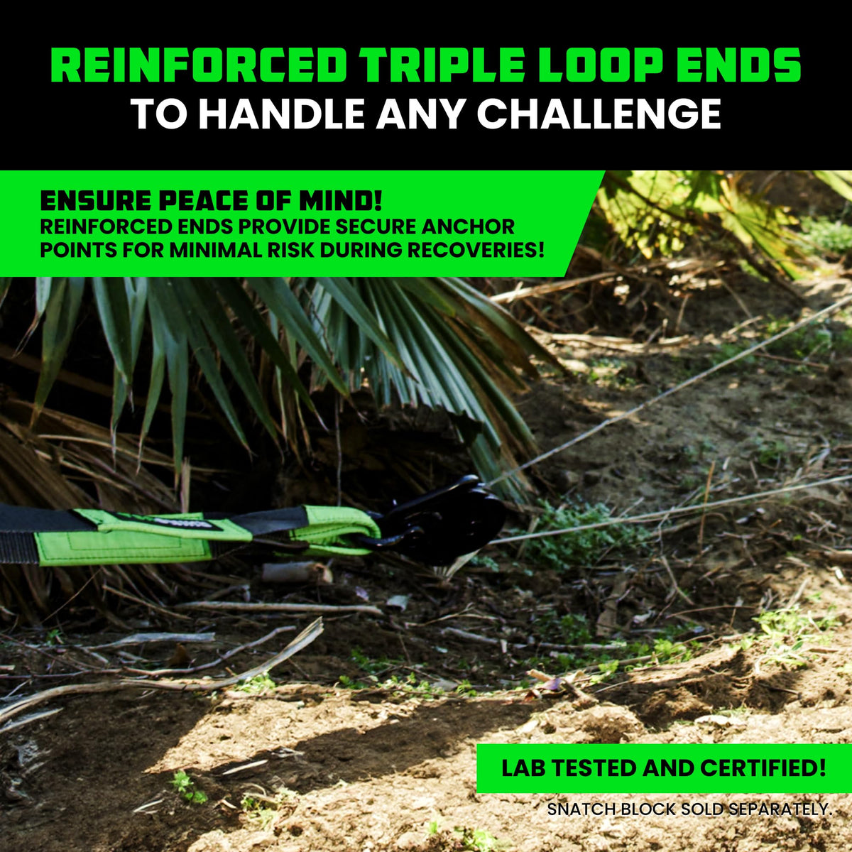 Rhino USA strap wrapped around a tree in use, protects bark and forms secure anchor