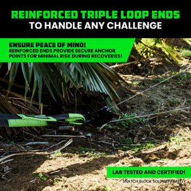 Rhino USA strap wrapped around a tree in use, protects bark and forms secure anchor
