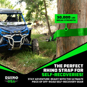 Rhino USA strap in a trail recovery scene showing reliable off-road use
