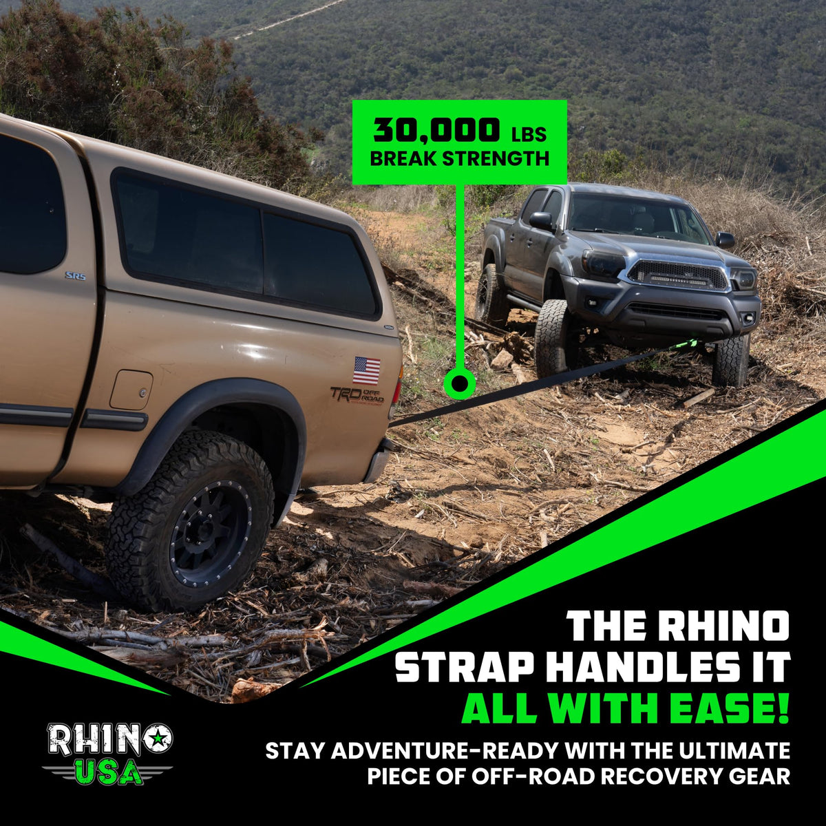 Rhino USA strap exposed to water illustrating weather-resistant performance and longevity