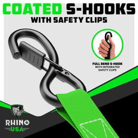 Rhino USA webbing texture and label showing durable weave and product sizing