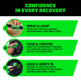 Rhino USA soft shackle in truck recovery in mud, illustrates real-world reliability