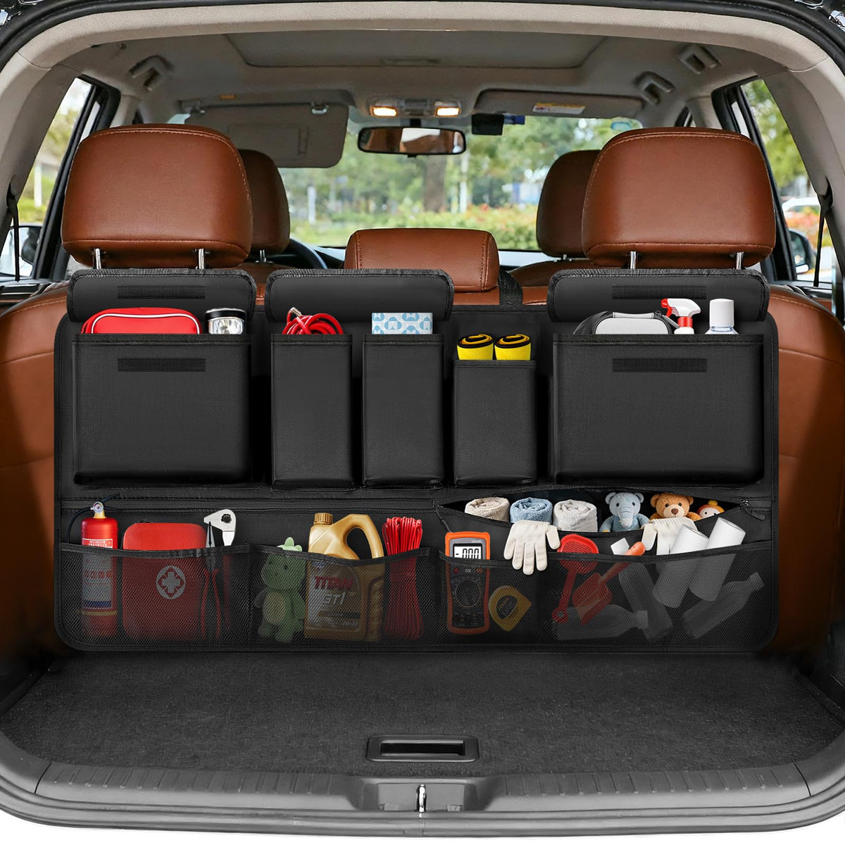 Rhino Valley front view hanging organizer showing tidy storage and quick access