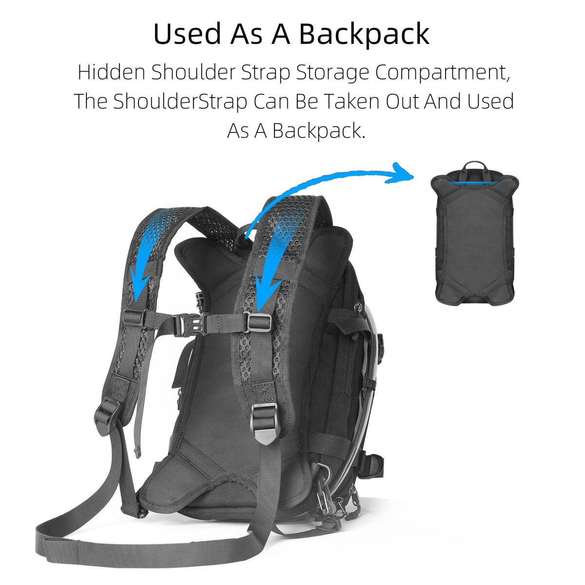 Rhinowalk converted to backpack being carried for off-bike convenience