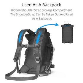 Rhinowalk converted to backpack being carried for off-bike convenience