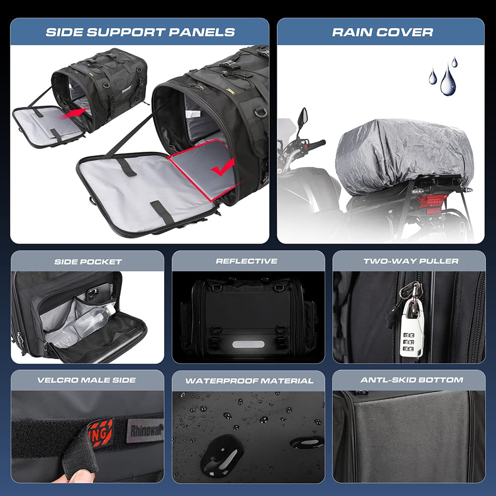 Rhinowalk retractable rain cover deployed protecting luggage from heavy rain