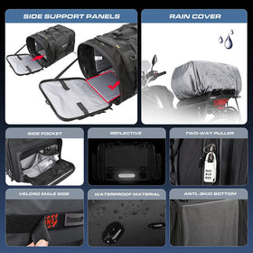 Rhinowalk retractable rain cover deployed protecting luggage from heavy rain