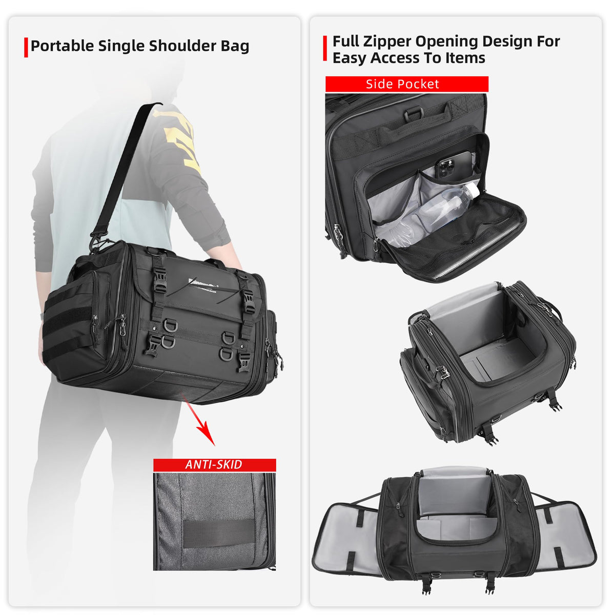 Rhinowalk converted to shoulder bag showing easy off-bike carry