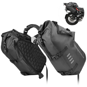 Rhinowalk front view of panniers showing durable waterproof shell and organized storage benefit