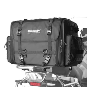 Rhinowalk front view on rack showing secure mounting and large capacity