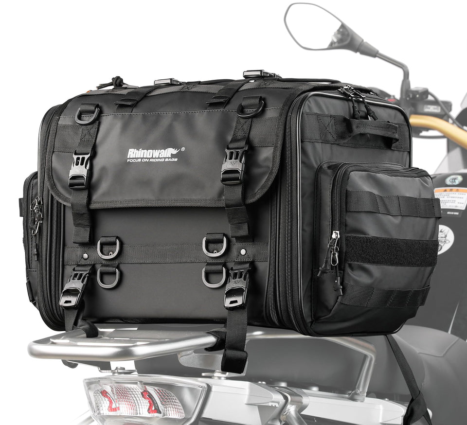 Rhinowalk front view showing bag shape and secure buckles benefiting quick access