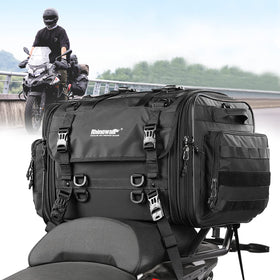 Rhinowalk front view of tail bag showing shape and mounting straps for secure transport
