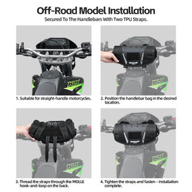 Rhinowalk bag mounted on an adventure bike demonstrating fit and clearance