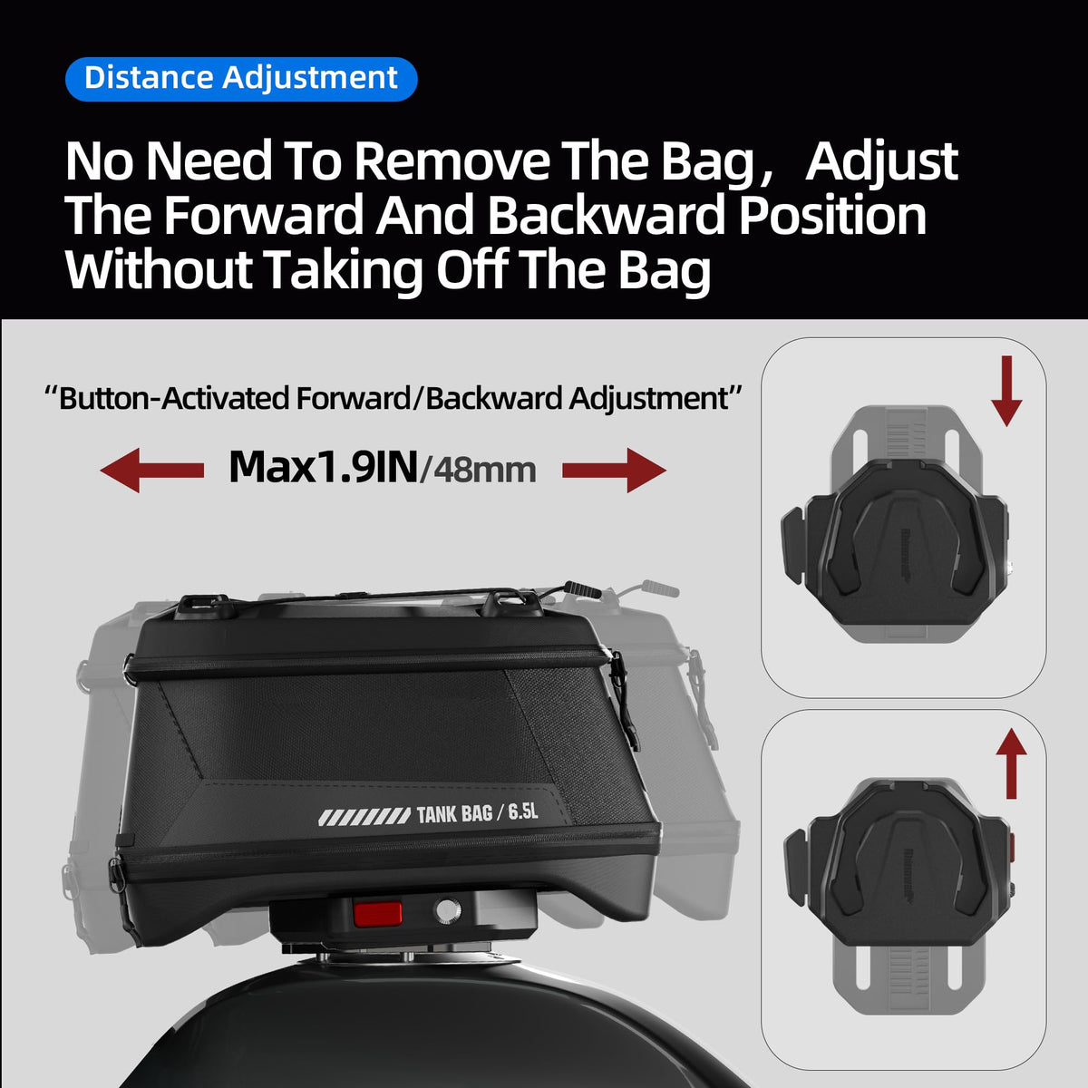 Rhinowalk bag mounted on a Harley demonstrating convenient everyday use