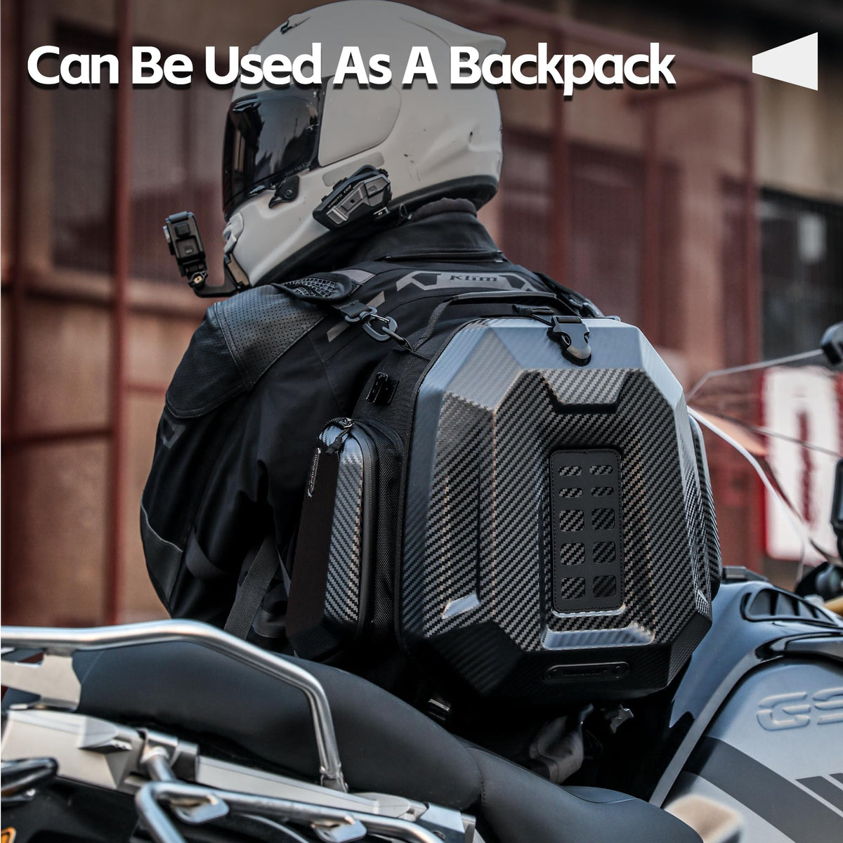 Rhinowalk lifestyle road trip setting showing durable luggage on a touring ride