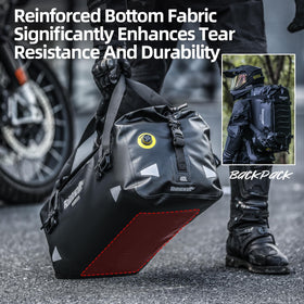 Rhinowalk mounted on motorcycle showing stable luggage attachment