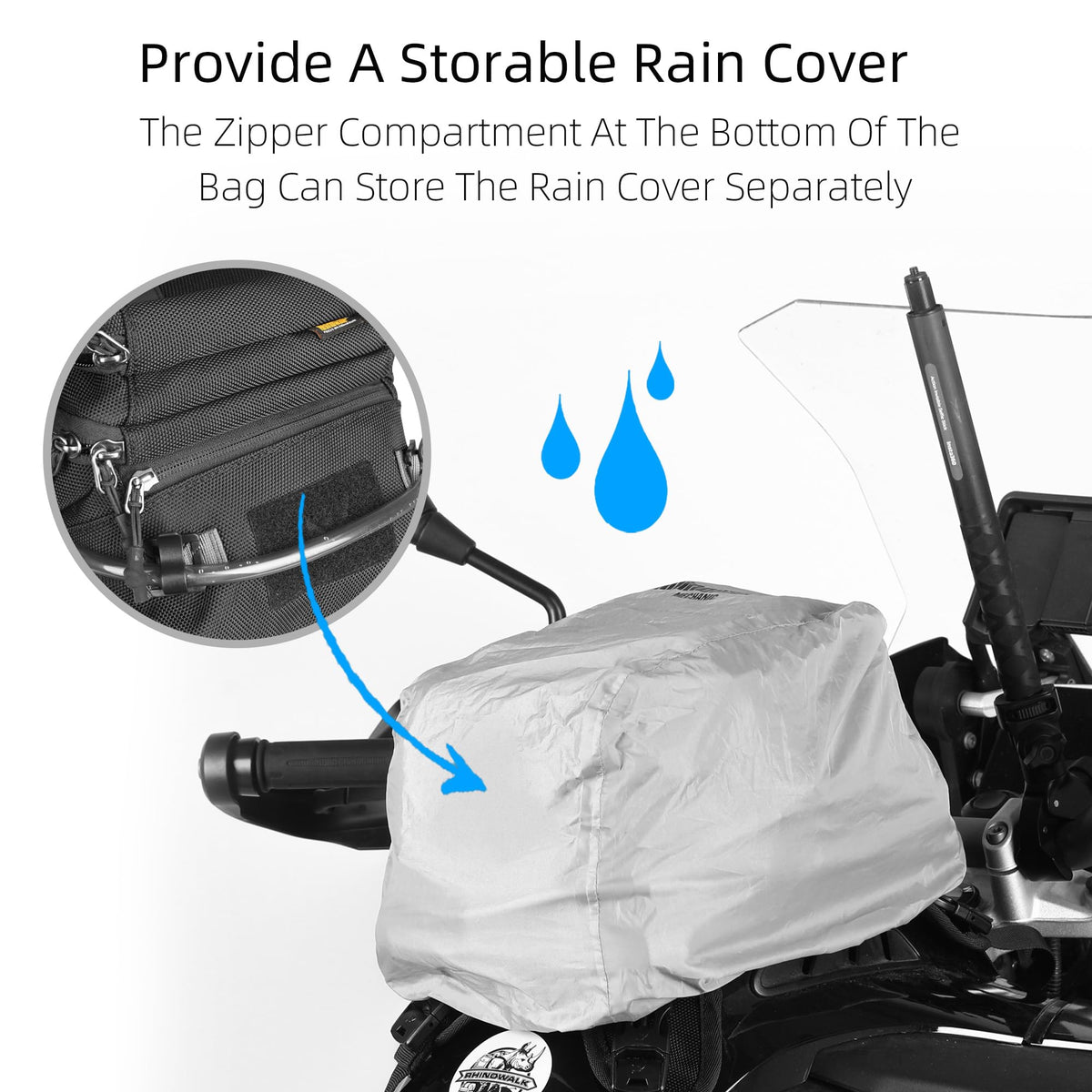 Rhinowalk bottom pocket with rain cover ready for weather protection