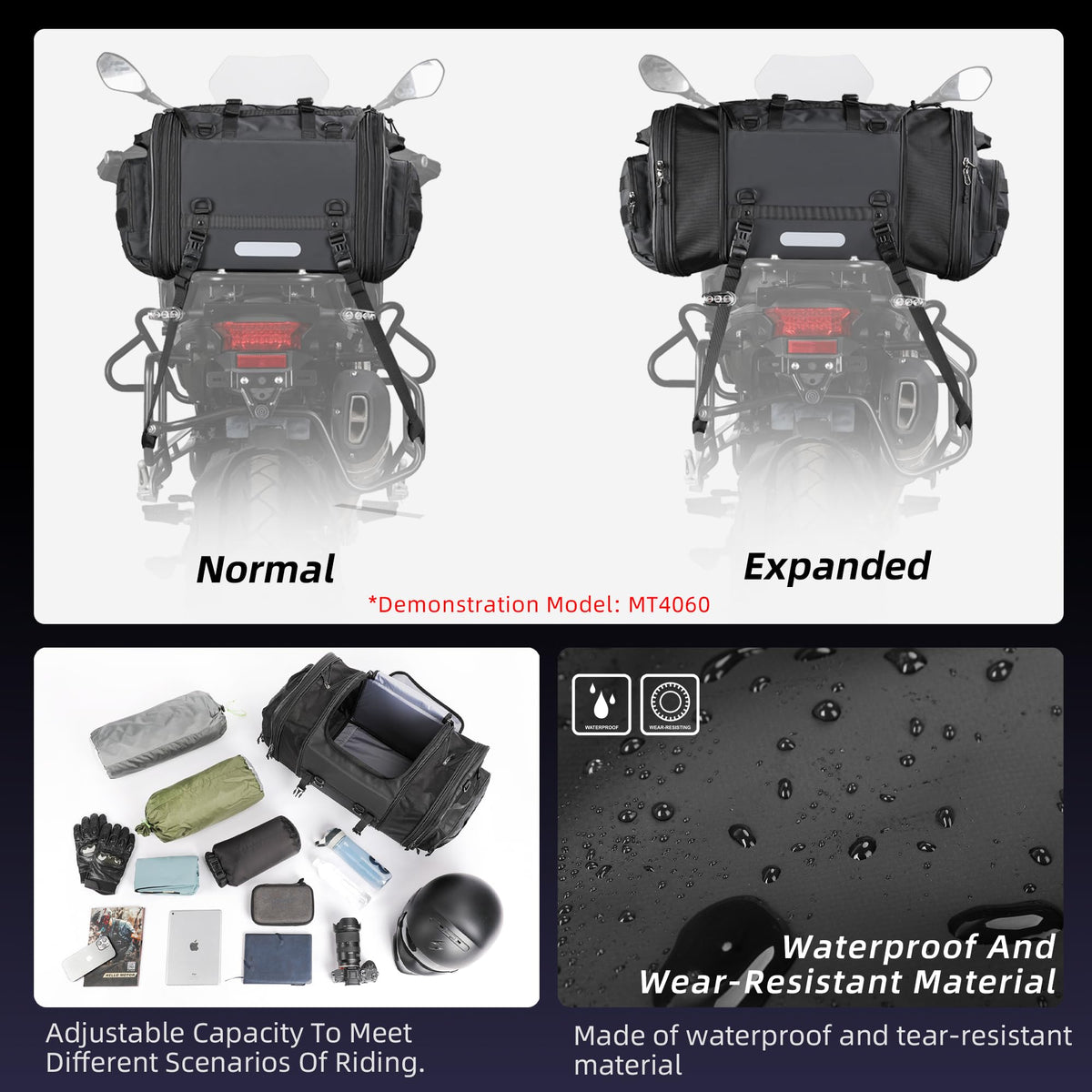 Rhinowalk rain cover protecting helmet and contents in wet weather