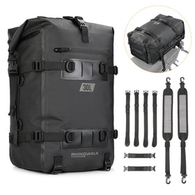 Rhinowalk rear tail bag front view showing compact design and secure closure