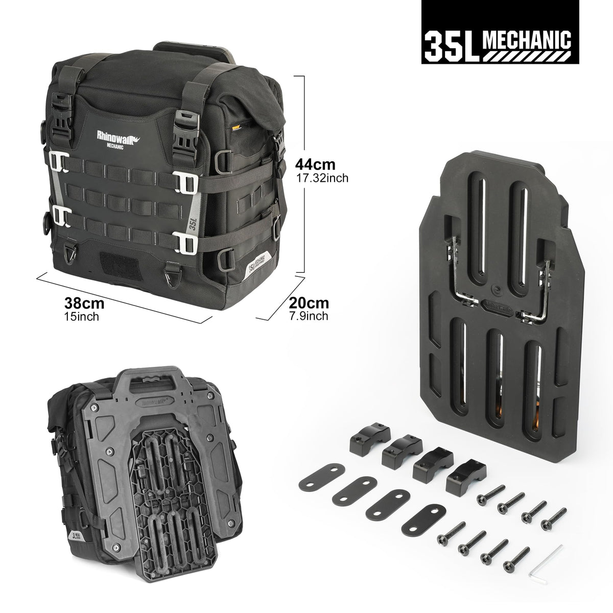 Rhinowalk saddlebag mounted on motorcycle demonstrating stable fit