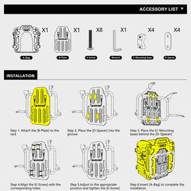 Rhinowalk bag beside helmet for scale showing 35L capacity