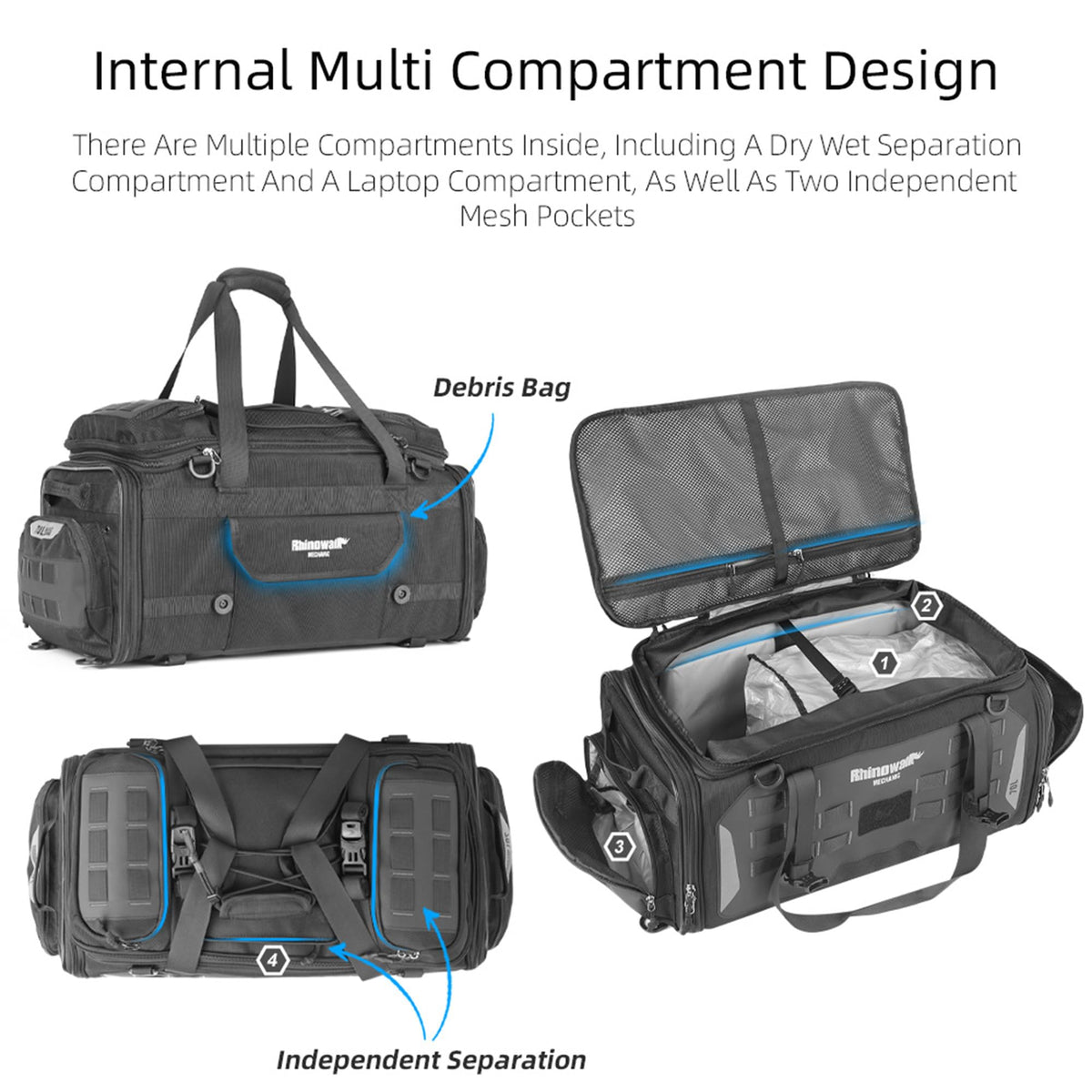 Rhinowalk close-up of MOLLE webbing and attachment points for modular accessories