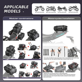 Rhinowalk tail bag modular combination configured for extra capacity flexibility