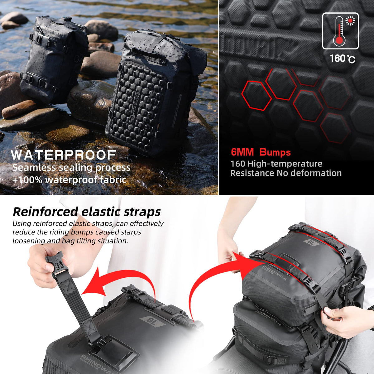 Rhinowalk close-up of PVC-coated polyester fabric highlighting waterproof protection