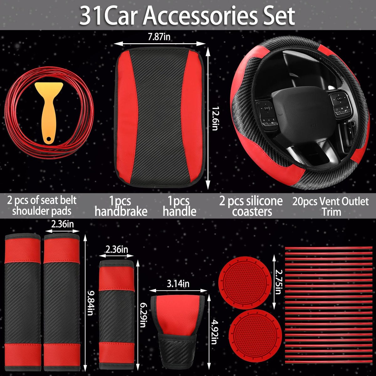 Riakrum gear shift handbrake and armrest covers grouped for coordinated protection benefit