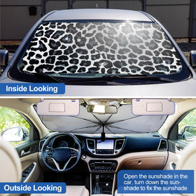 Riakrum leopard installed on car windshield demonstrating heat-blocking effect