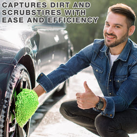 Riakrum mitt in hand washing a car delivering safe dirt removal