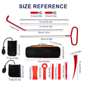 ricenp tools laid beside ruler showing 68 inch reach and compact organized pouch