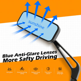 Rich Choices mirrors on a rider cruising showing streamlined look and enhanced rear awareness