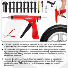 Richcat used on a motorcycle tire illustrating quick repair benefit