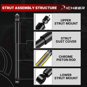 Richeer strut mount and hardware displayed with bolts and bushings for complete replacement