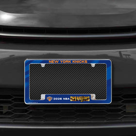 Rico Industries close-up of chrome finish and printed Knicks logo for lasting color