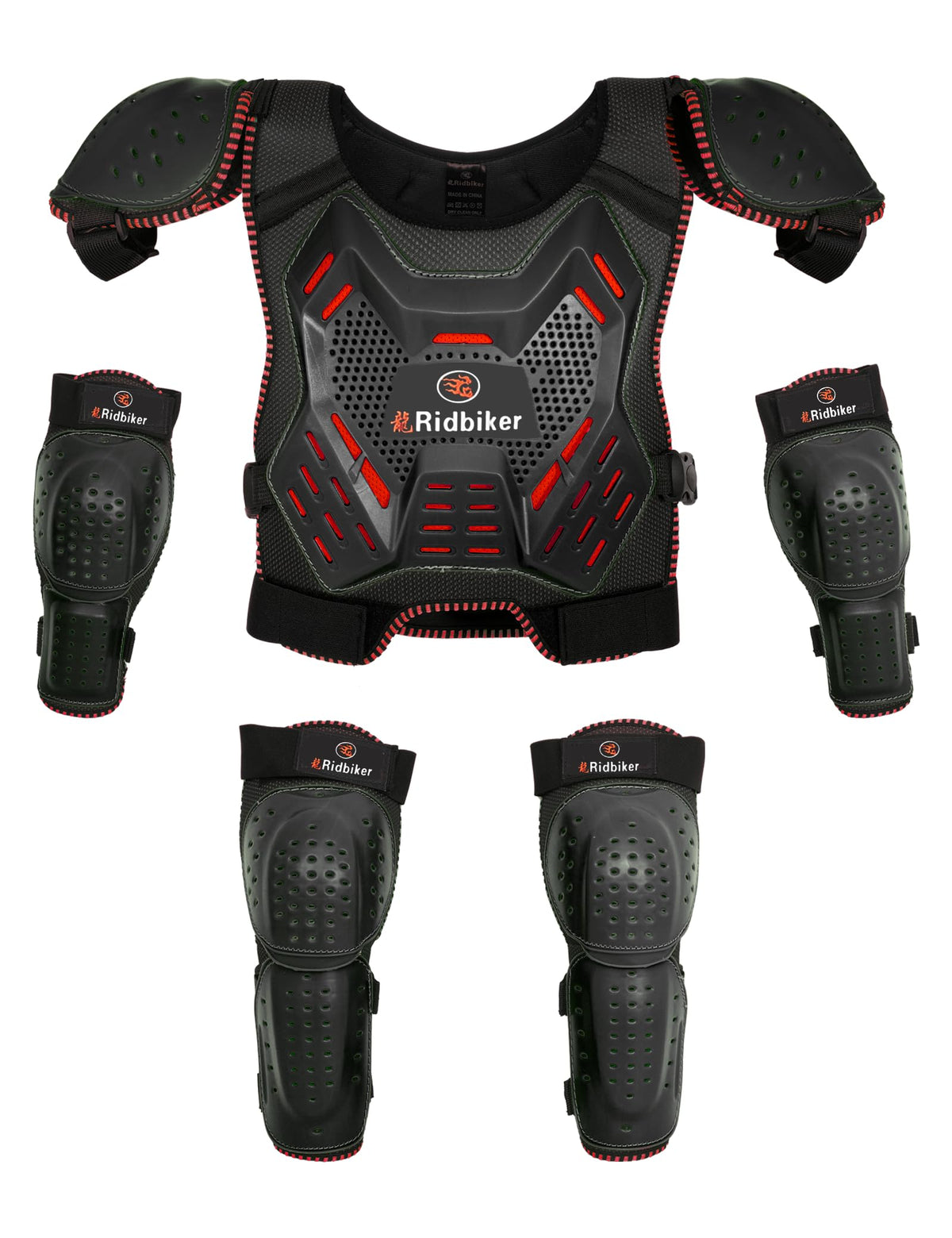 RIDBIKER chest protector front view showing secure coverage and comfort