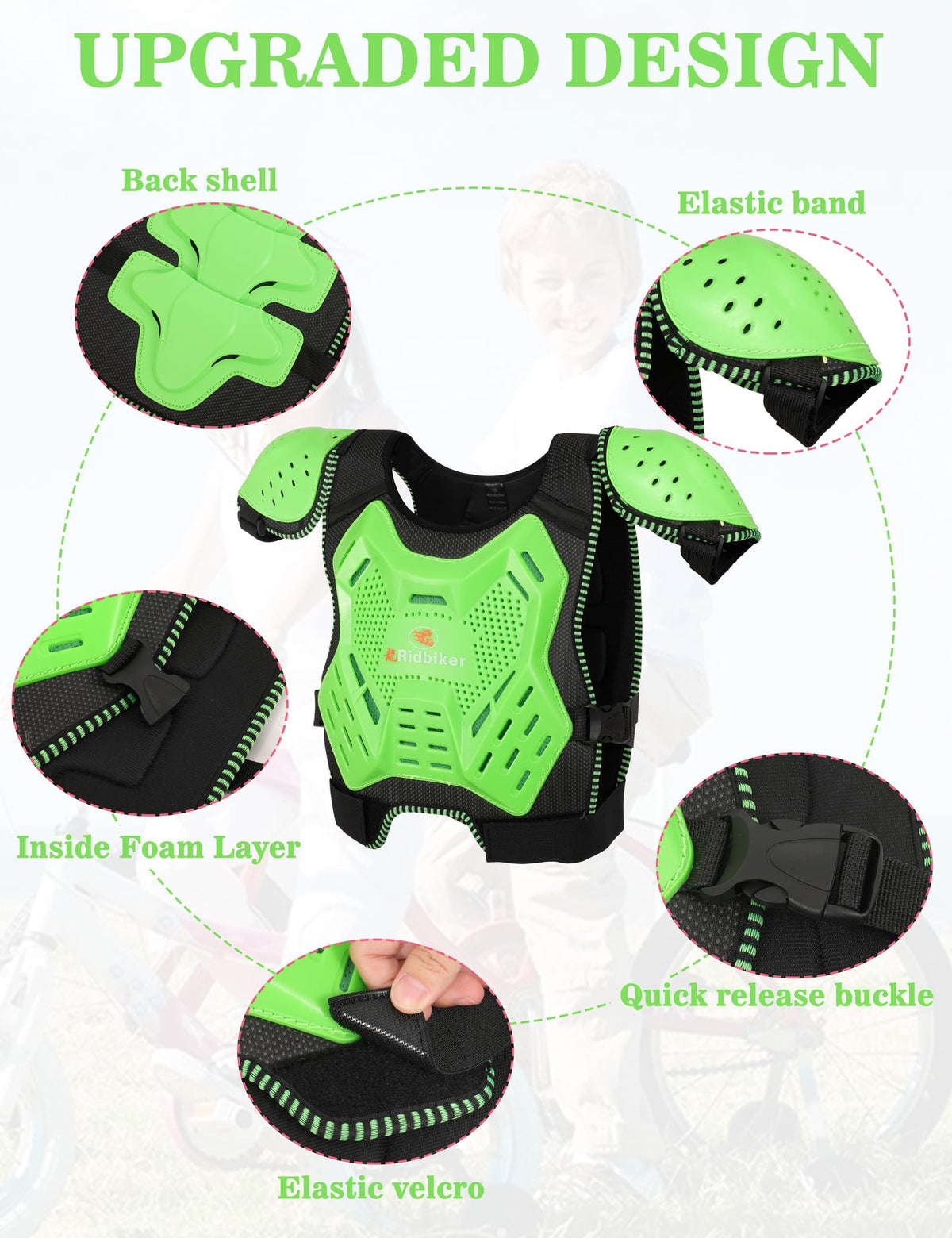 RIDBIKER elbow pad side profile illustrating flexible protection and fit