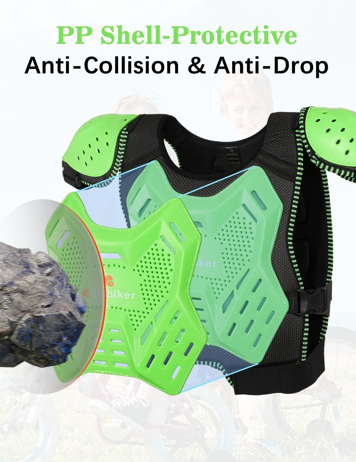 RIDBIKER knee guard close-up texture highlighting impact-absorbing foam