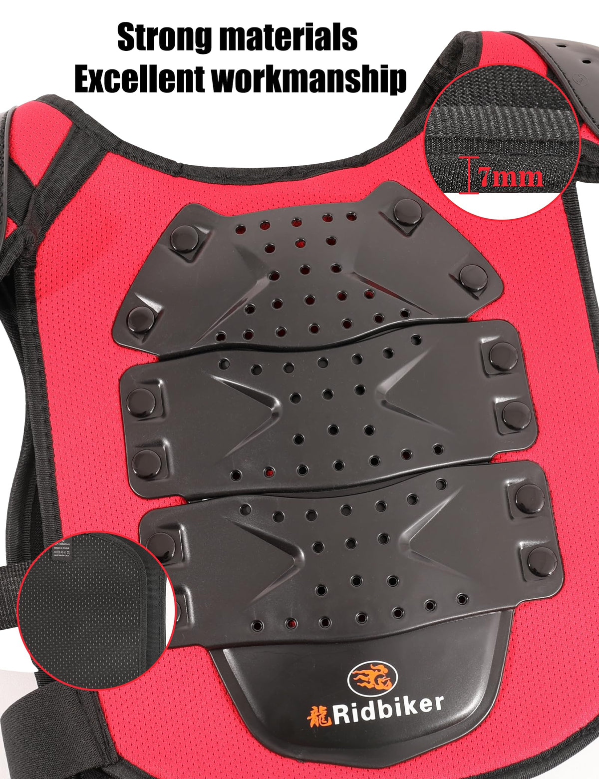 RIDBIKER knee-shin guards detail highlighting secure straps and protection