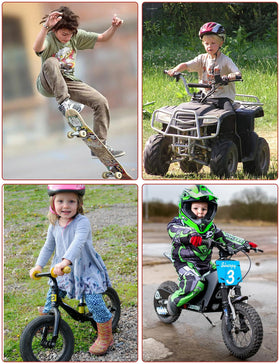 RIDBIKER gear beside a toy bike to show size and child-scale fit
