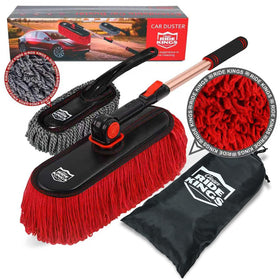 RIDE KINGS front view of full car duster showing head and handle for fast cleaning