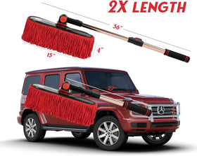RIDE KINGS extendable handle reaching SUV roof for effortless high-area dusting