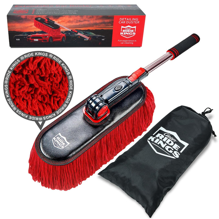 RIDE KINGS front view of kit packaging showing included duster and handle for immediate use
