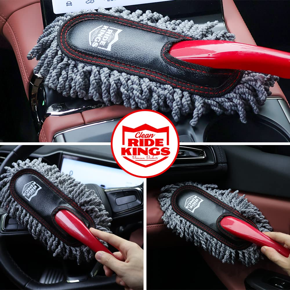 RIDE KINGS using interior detailing brush on dashboard vents showing precise dusting benefit