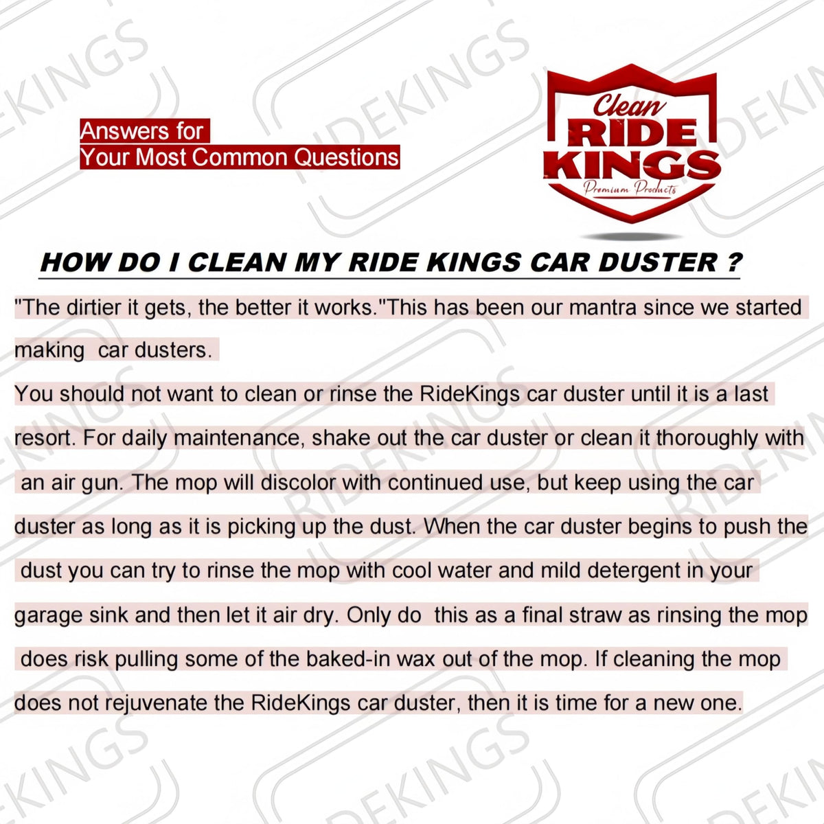 RIDE KINGS duster beside hand for size comparison showing compact portability benefit