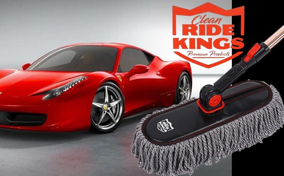 RIDE KINGS duster in use on an SUV roof showing safe high-area dust removal
