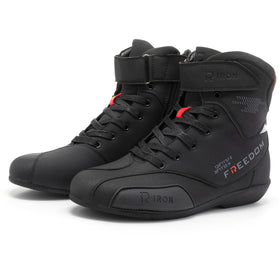 RIDEIRON front profile boot showing protective form and fit benefits