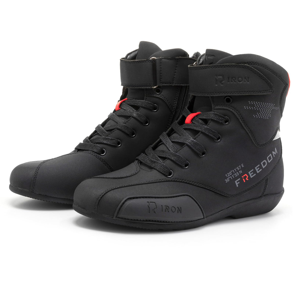 RIDEIRON front view high-top boot showing protective profile and comfort