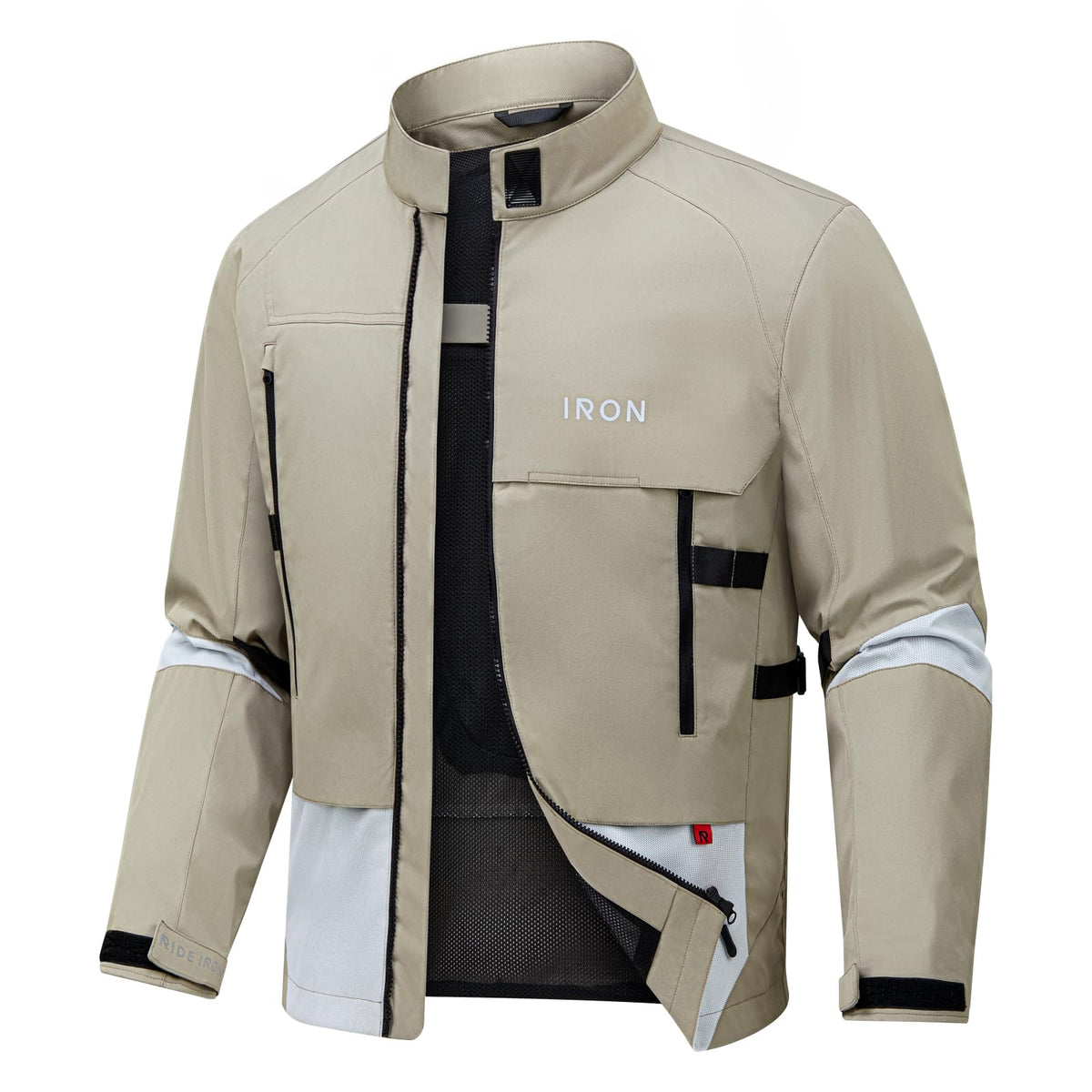 RIDEIRON front view jacket showing breathable panels and sleek fit for cooling benefit
